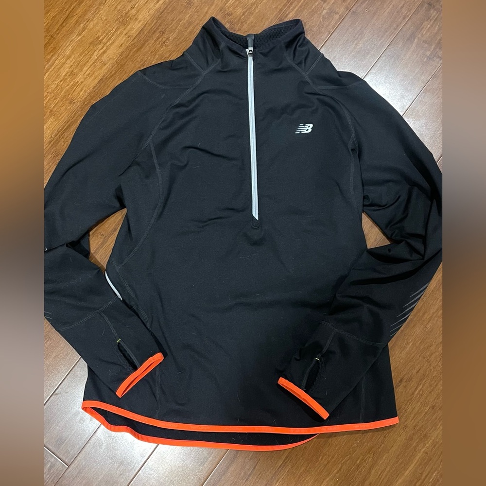 EUC New Balance Heat Half Zip - Black & Orange, Size Large